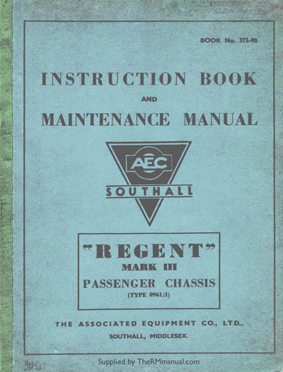 AEC Regent instruction book manual
